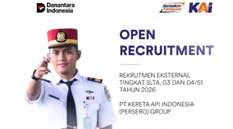 Rekrutmen KAI 2026 Dibuka, Cek Formasi dan Syaratnya